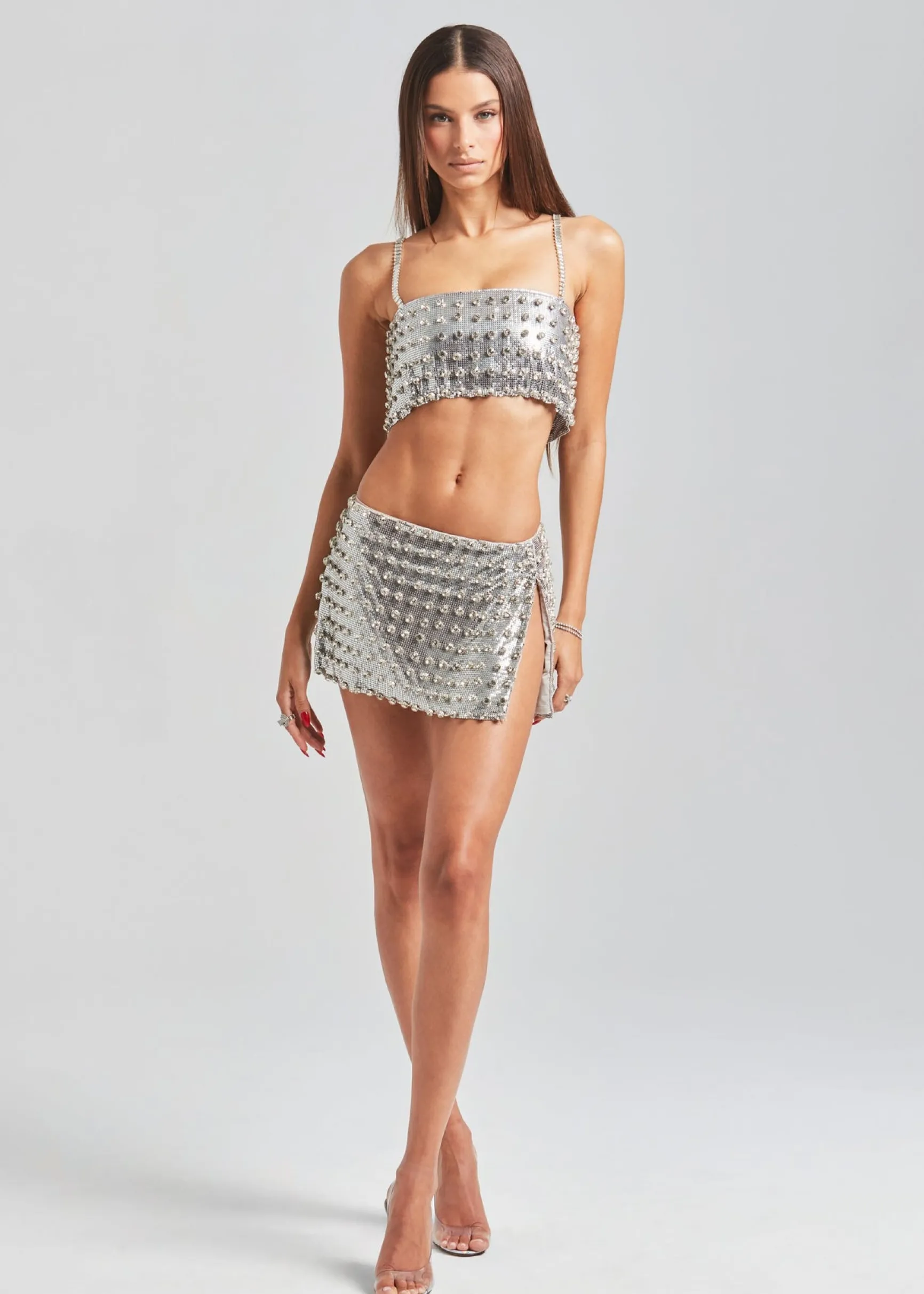 deandra_embellished_chain_1.webp Subtle Shimmer*Retrofete Deandra Embellished Chainmail Skirt Silver