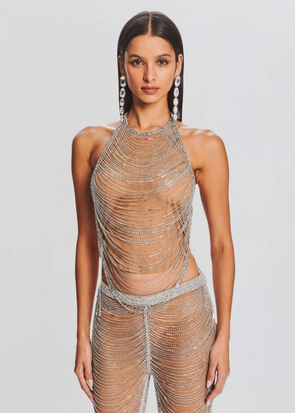 Neutral Moments*Retrofete Delaney Embellished Top Tannin/Silver