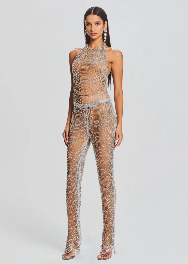 Sheer Bliss*Retrofete Delaney Embellished Top Tannin/Silver