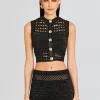Spring Knits*Retrofete Delma Knit Crochet Top Black/Gold