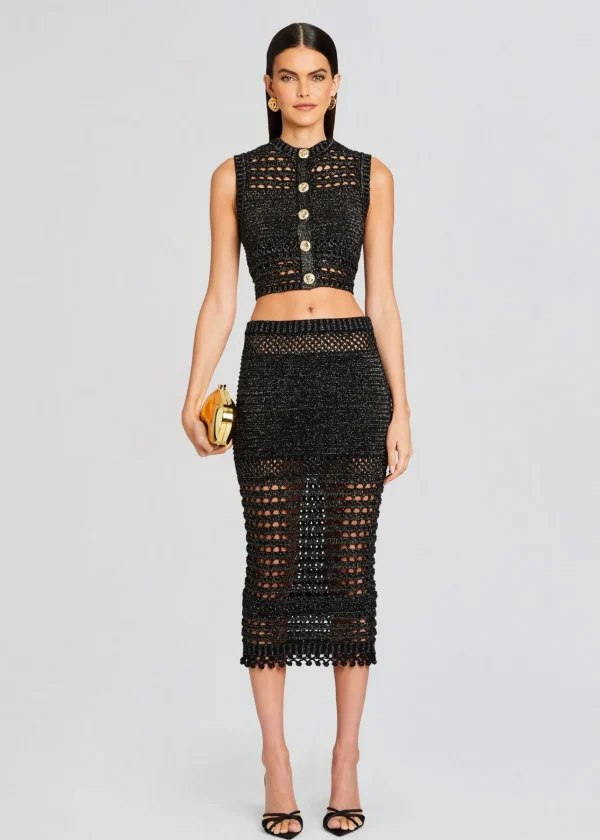 Tops*Retrofete Delma Knit Crochet Top Black/Gold