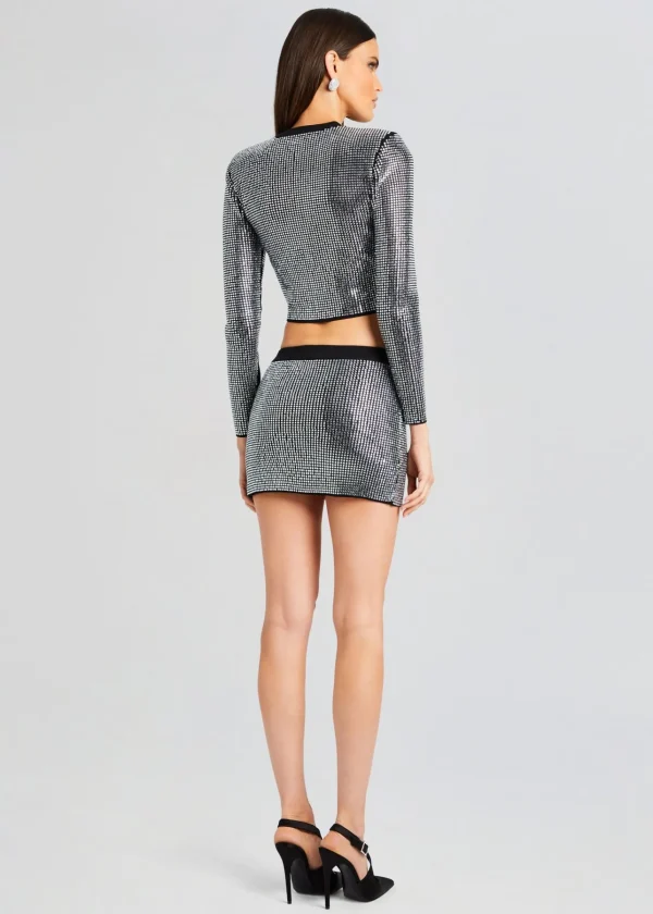 Night Out*Retrofete Delta Embellished Knit Skirt Black/Silver