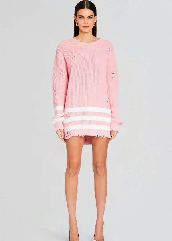 Trending*Retrofete Devin Sweater Baby Pink/White