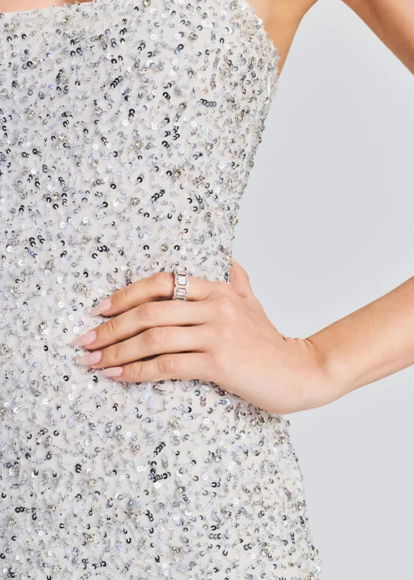 RETROFÊTE*Retrofete Dionne Sequin Dress Silver/White