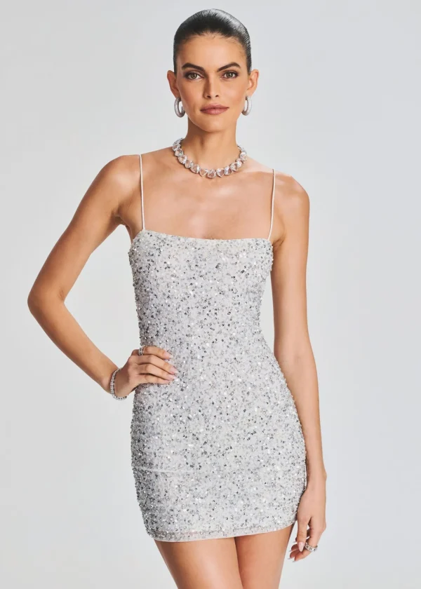 Rehearsal Dinner*Retrofete Dionne Sequin Dress Silver/White