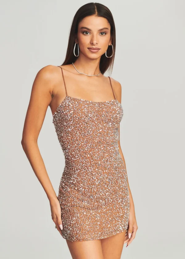 Honeymoon Looks*Retrofete Dionne Sequin Dress Silver/Nude