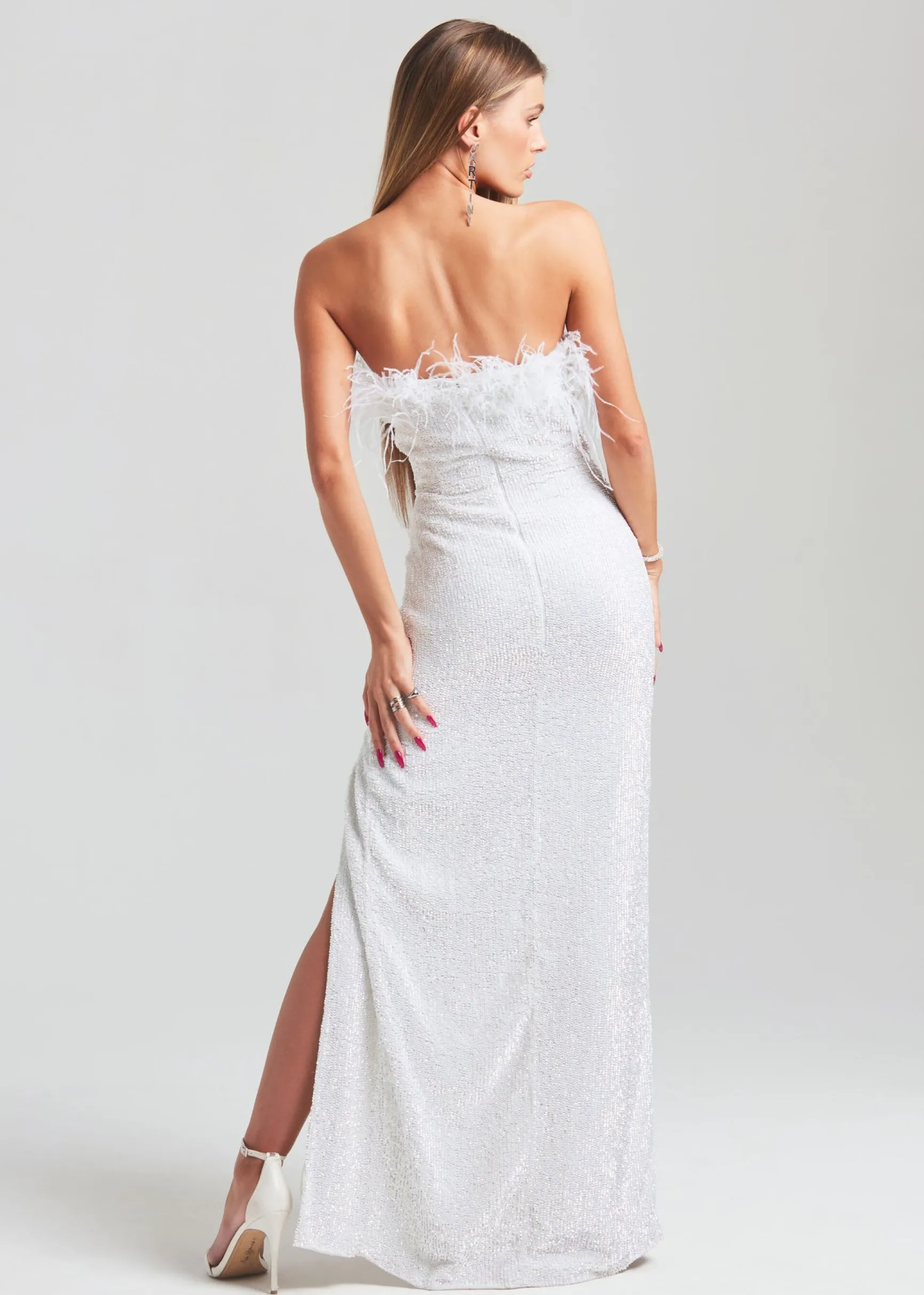 dolly_sequin_feather_dres_3-4.webp Sequin Styles*Retrofete Dolly Sequin Feather Dress Moonglow White