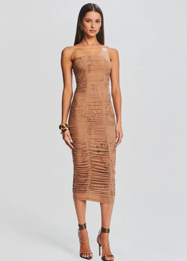 Midi*Retrofete Dream Strapless Dress Nude
