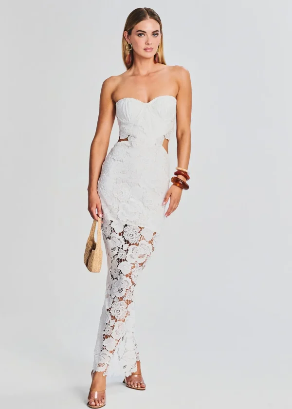 Bachelorette Party*Retrofete Eliza Lace Maxi Dress White