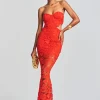 Guest Of*Retrofete Eliza Lace Maxi Dress Blood Orange