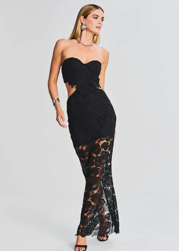 Guest Of*Retrofete Eliza Lace Maxi Dress Black