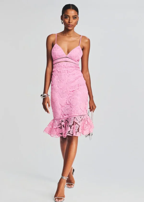 Midi*Retrofete Eliza Lace Midi Dress Pink