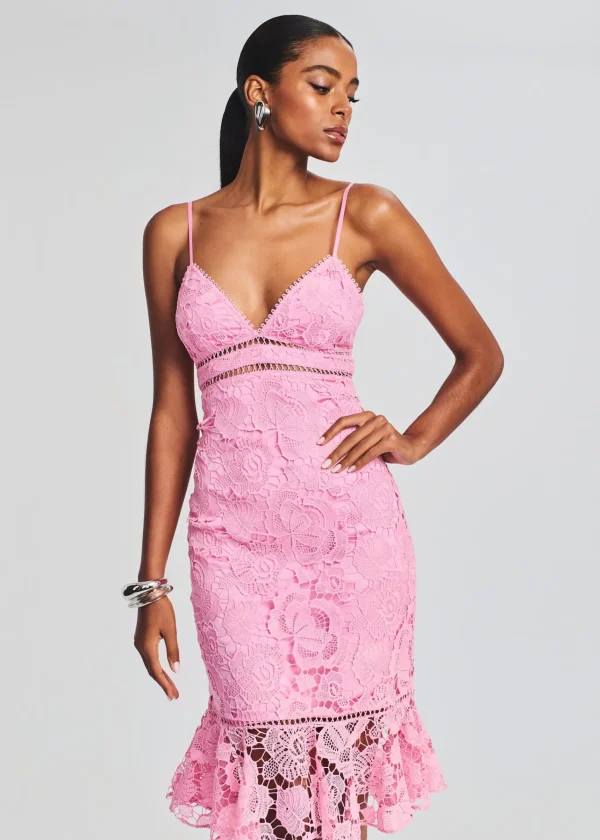Midi*Retrofete Eliza Lace Midi Dress Pink