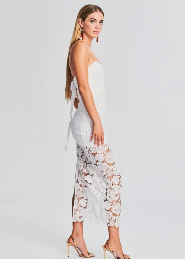 Bridal Shower*Retrofete Eliza Lace Strapless Maxi Dress White