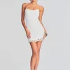 Honeymoon Looks*Retrofete Eliza Lace Strapless Mini Dress White