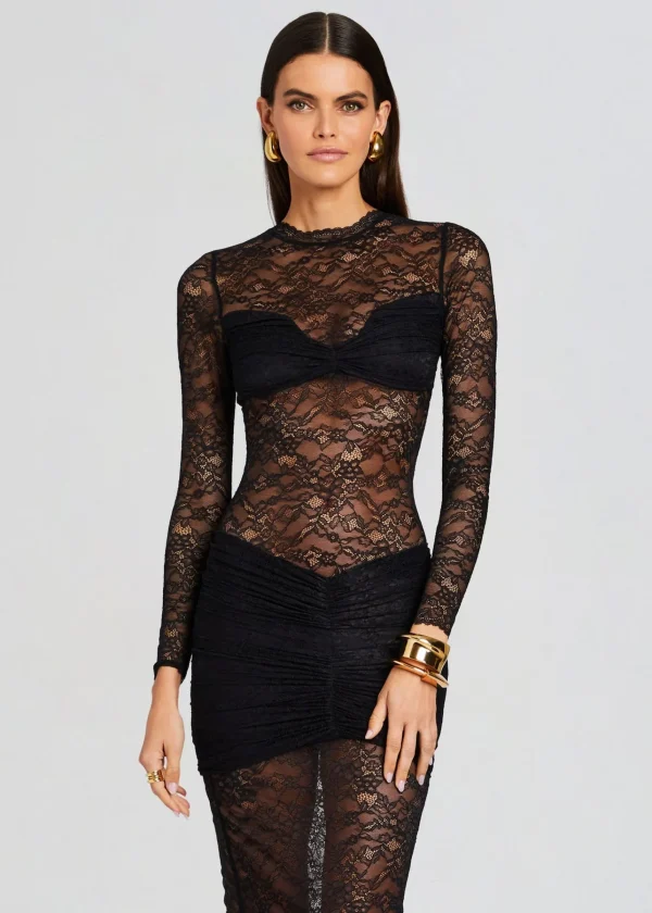 Guest Of*Retrofete Ellie Lace Midi Dress Black