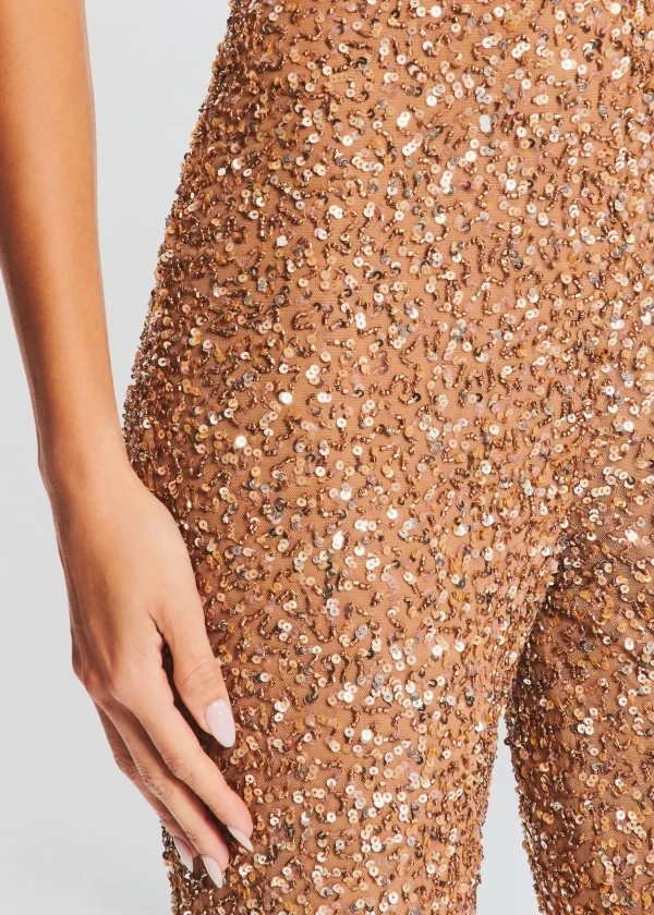 Neutral Moments*Retrofete Elodie Sequin Jumpsuit Tannin