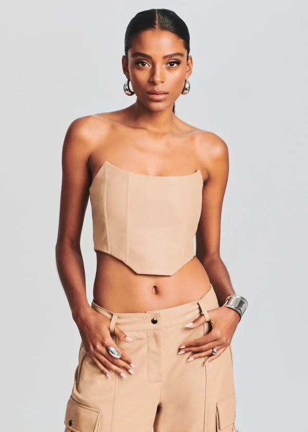 Day to Night*Retrofete Eloise Leather Top Tannin