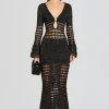 RETROFÊTE*Retrofete Elvana Knit Crochet Dress Black/Gold