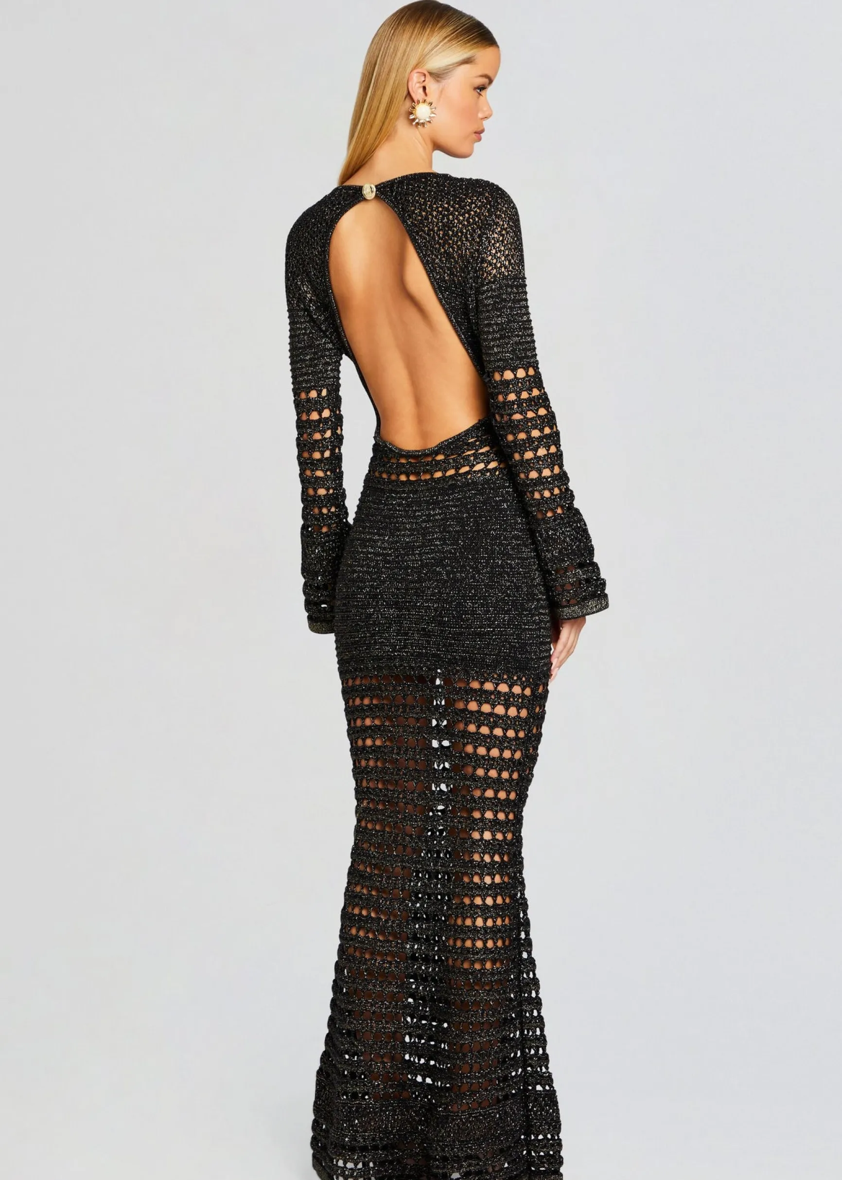 elvana_knit_crochet_dress_3-2.webp RETROFÊTE*Retrofete Elvana Knit Crochet Dress Black/Gold