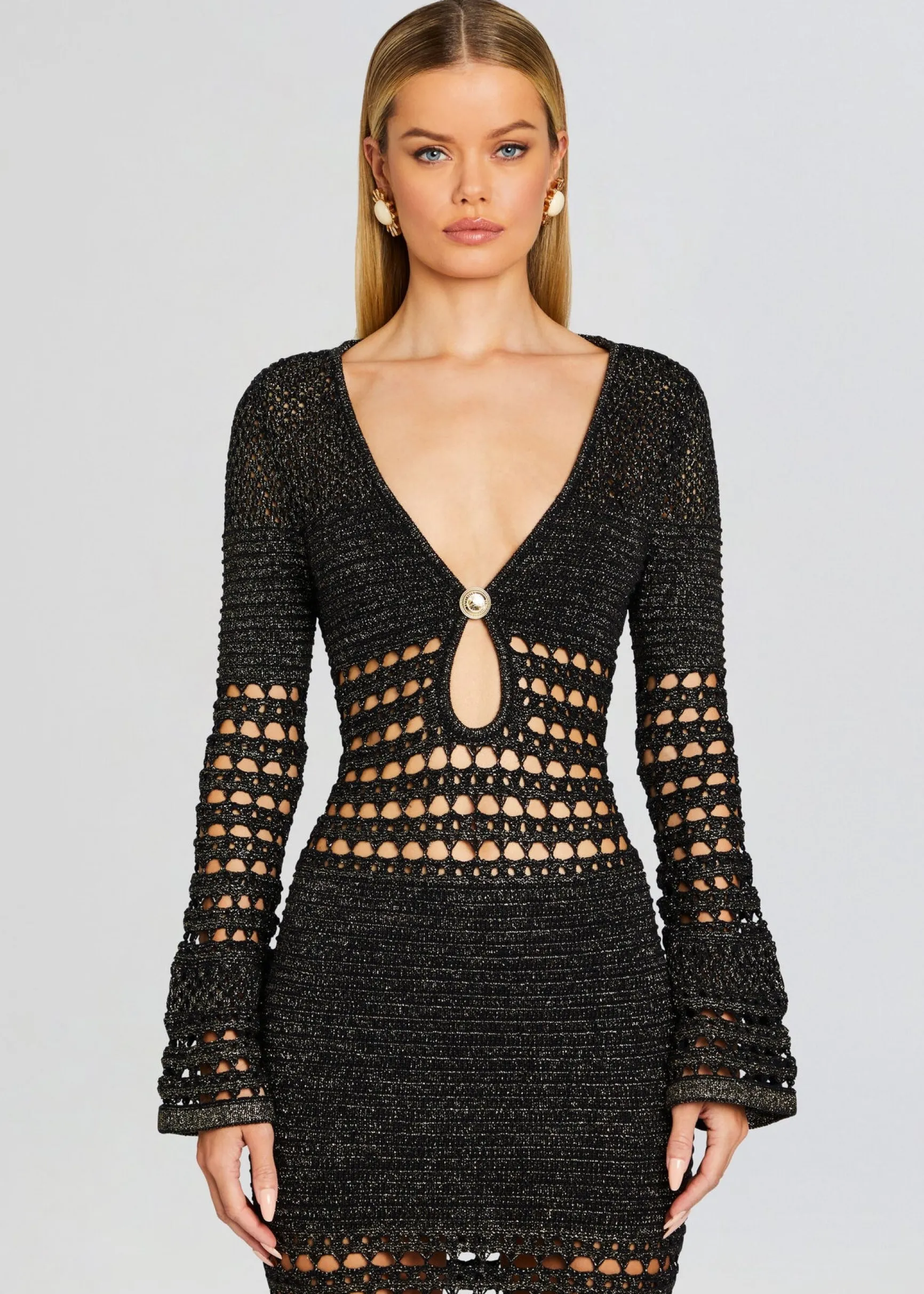 elvana_knit_crochet_dress_4.webp Trending*Retrofete Elvana Knit Crochet Dress Black/Gold
