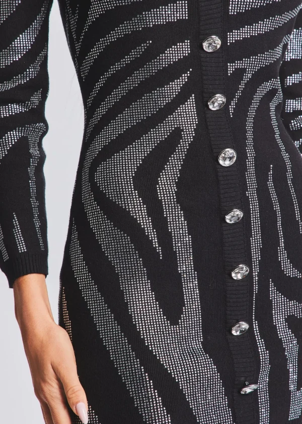 RETROFÊTE*Retrofete Elvira Knit Dress Black/Silver Zebra