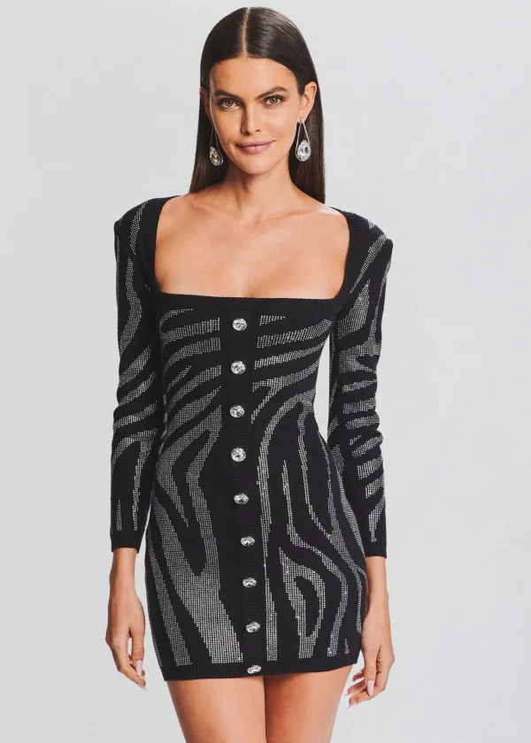 RETROFÊTE*Retrofete Elvira Knit Dress Black/Silver Zebra