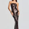 Neutral Moments*Retrofete Ember Sequin Dress Dark Chocolate