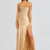 Neutral Moments*Retrofete Emery Embellished Silk Dress Nude