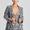Business Chic*Retrofete Enid Sequin Blazer Grey Plaid
