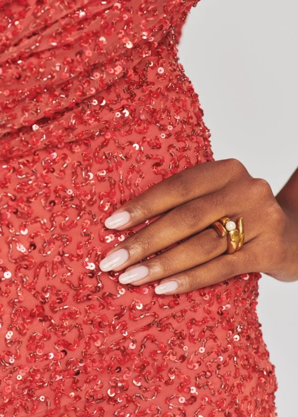 RETROFÊTE*Retrofete Esme Sequin Dress Calypso Coral