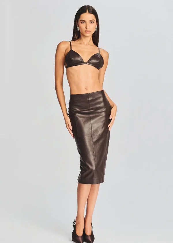 Neutral Moments*Retrofete Esti Leather Bra Dark Chocolate