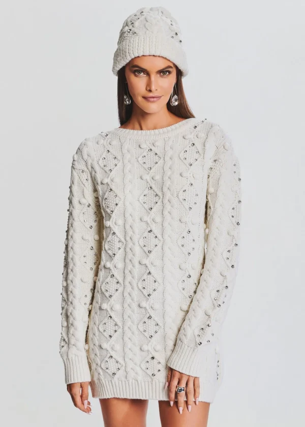 Accessories*Retrofete Evia Embellished Knit Hat Ivory