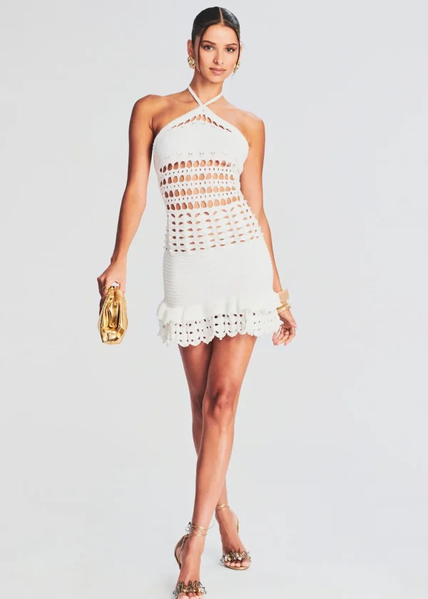 Dresses*Retrofete Eze Crochet Pearl Embellished Dress White