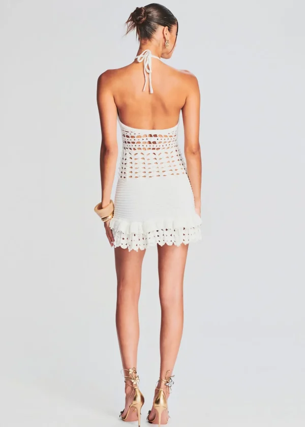 Honeymoon Looks*Retrofete Eze Crochet Pearl Embellished Dress White