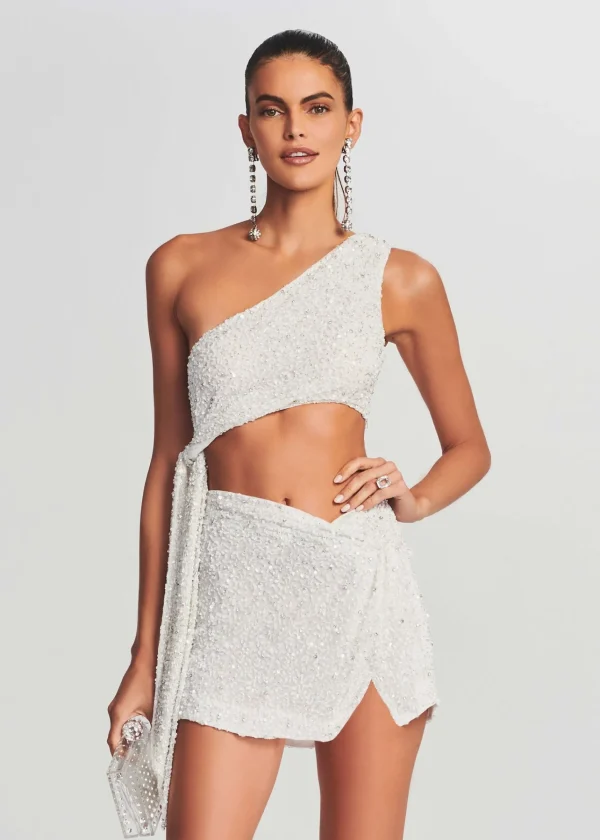 Sequin Styles*Retrofete Ezra Sequin Skirt White