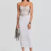 RETROFÊTE*Retrofete Fae Embellished Dress White