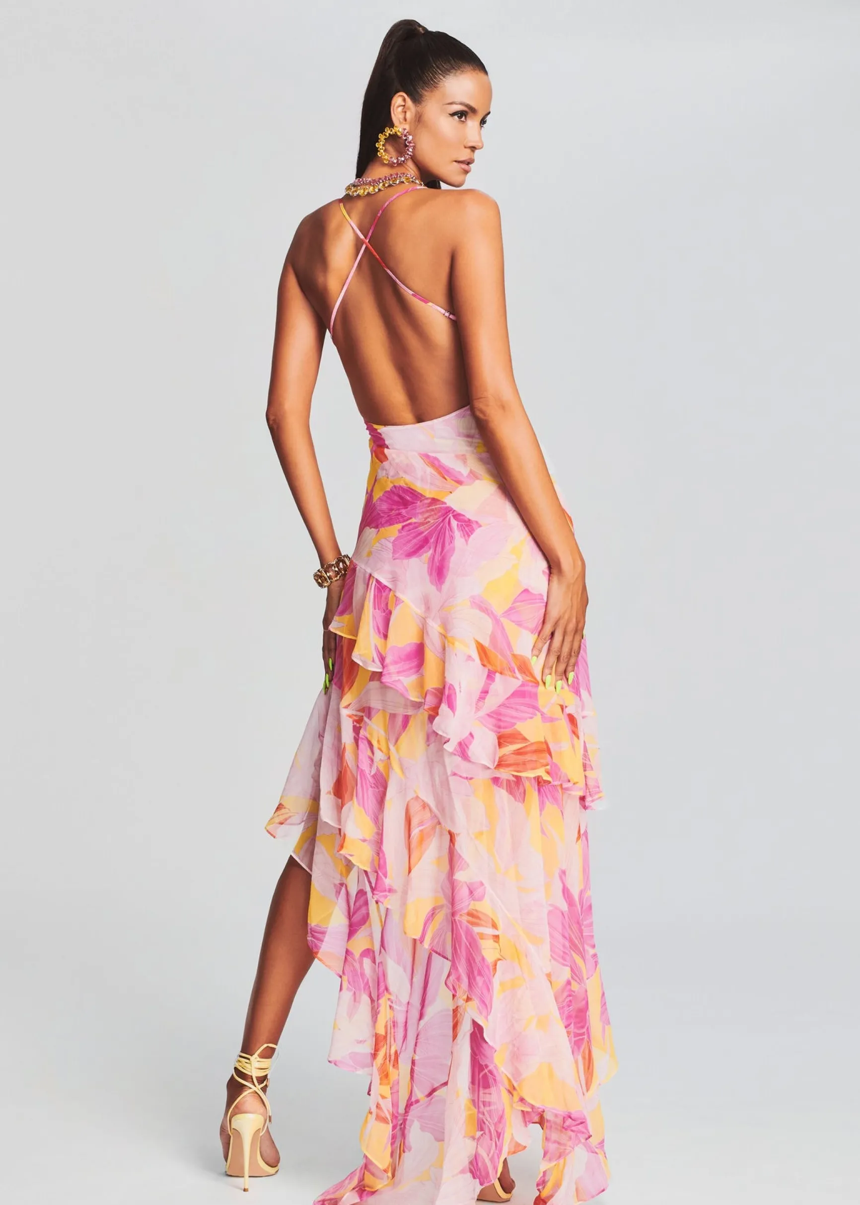 fatima_silk_dress_3-4.webp Maxi*Retrofete Fatima Silk Dress Botanical Floral