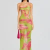 Sheer Bliss*Retrofete Fontelina Knit Dress Lime Anthurium