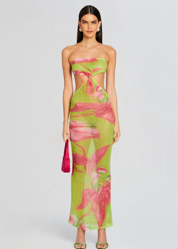 Sheer Bliss*Retrofete Fontelina Knit Dress Lime Anthurium
