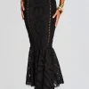 Bottoms*Retrofete Fray Long Skirt Black Samoa