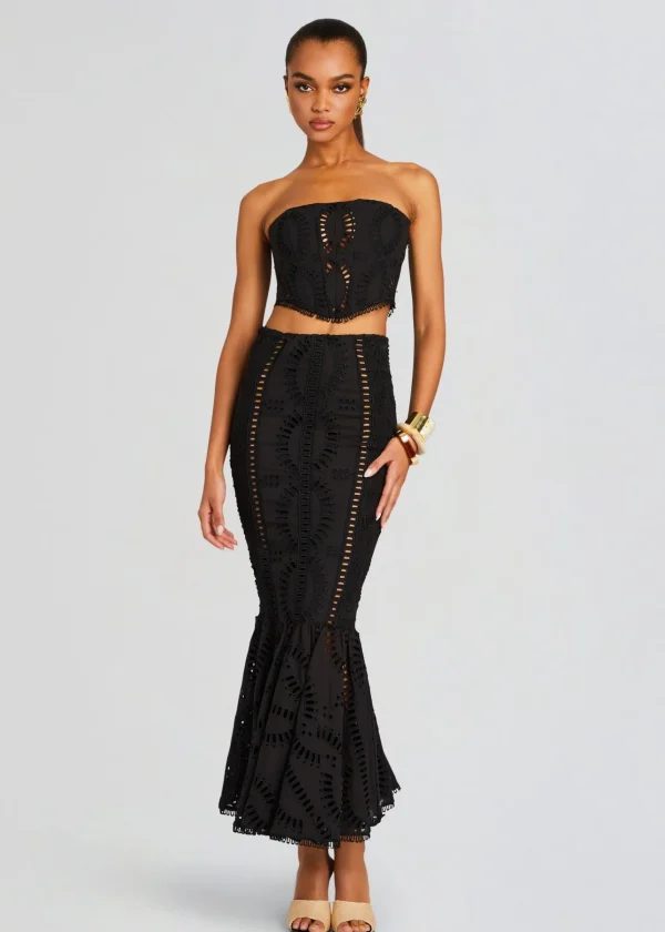 Bottoms*Retrofete Fray Long Skirt Black Samoa