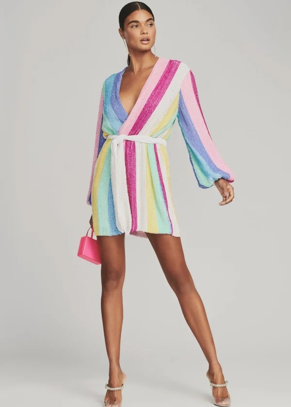 Bridal Party*Retrofete Gabrielle Sequin Robe Unicorn Stripe