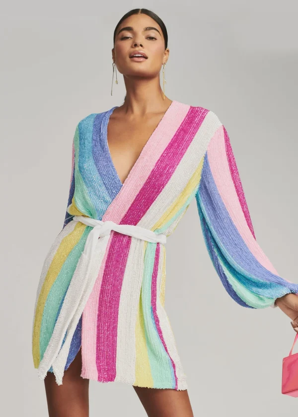 RETROFÊTE*Retrofete Gabrielle Sequin Robe Unicorn Stripe