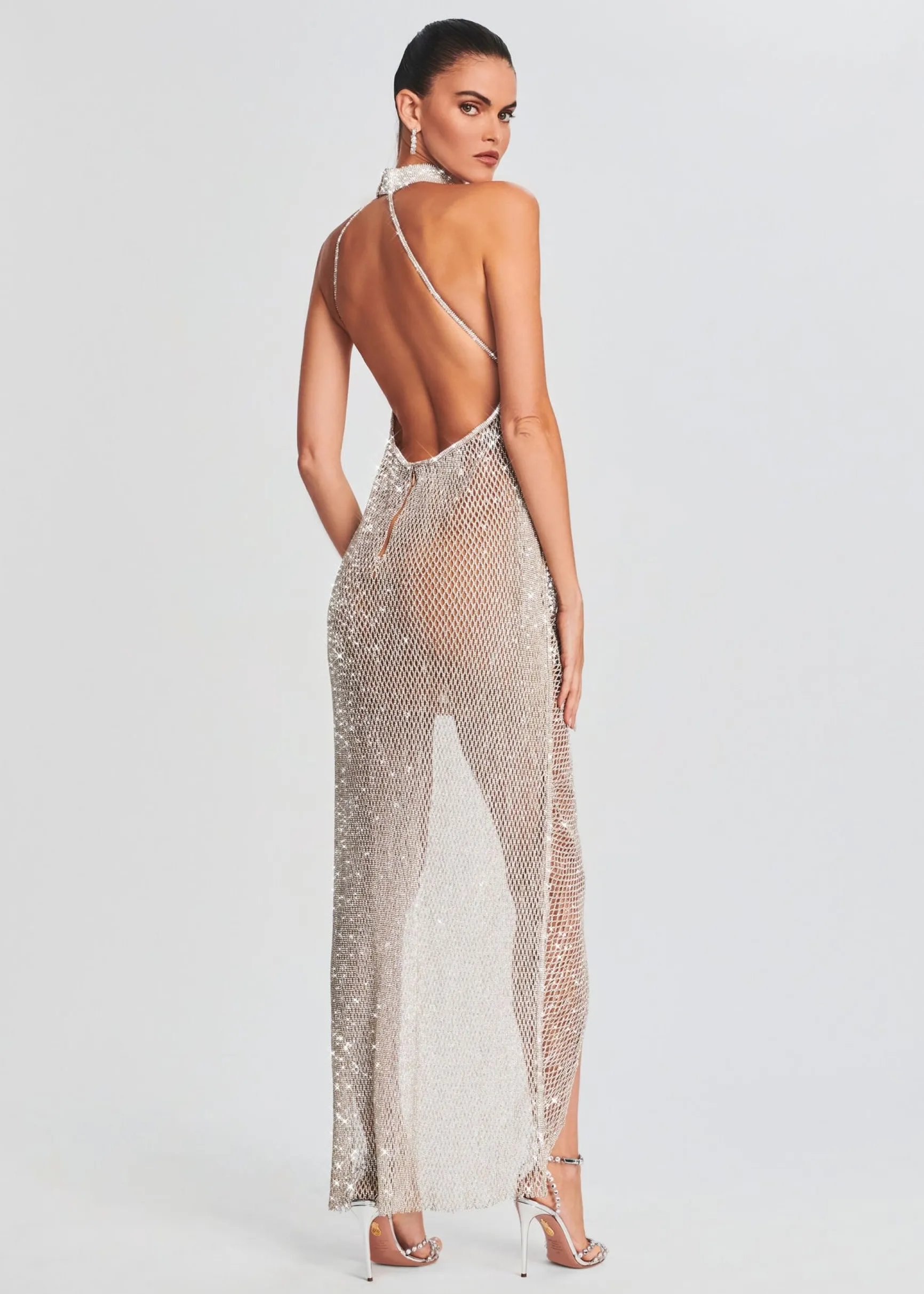 gemma_crystal_chain_dress_3.webp Bridal Party*Retrofete Gemma Crystal Chain Dress White with Silver