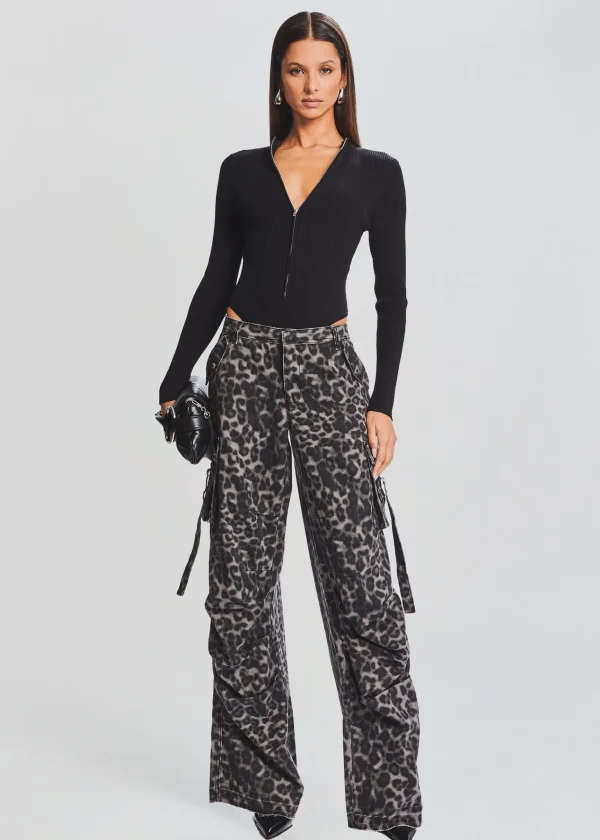 Day to Night*Retrofete Geo Rib Knit Bodysuit Black