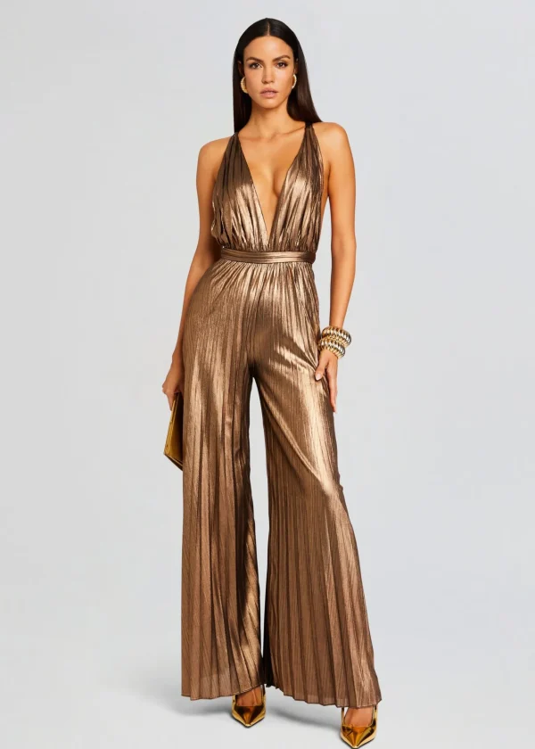 Guest Of*Retrofete Graciane Jumpsuit Metallic Bronze