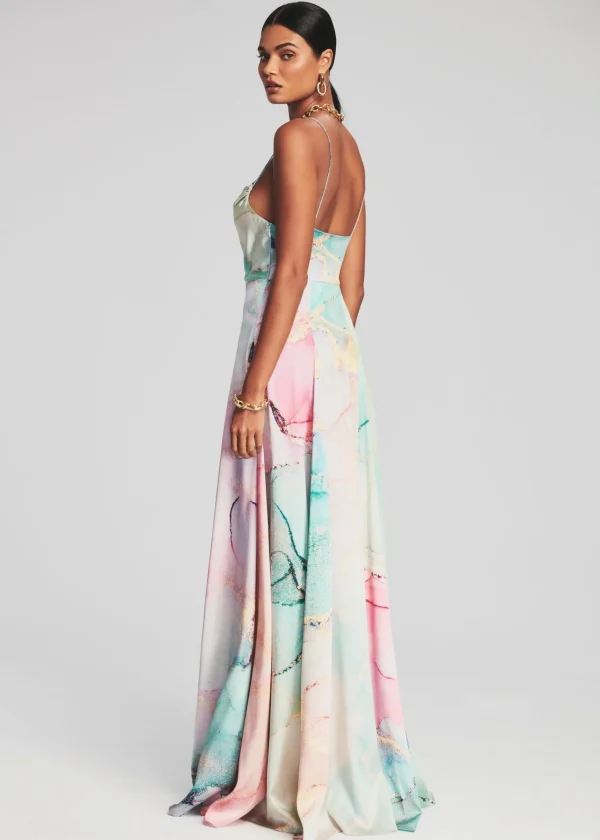 RETROFÊTE*Retrofete Gracie Silk Dress Watercolor Marble