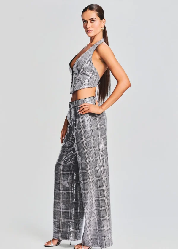 Tops*Retrofete Haddy Sequin Vest Grey Plaid