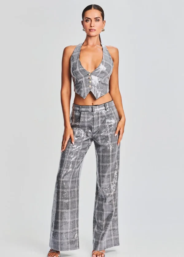 Day to Night*Retrofete Haddy Sequin Vest Grey Plaid